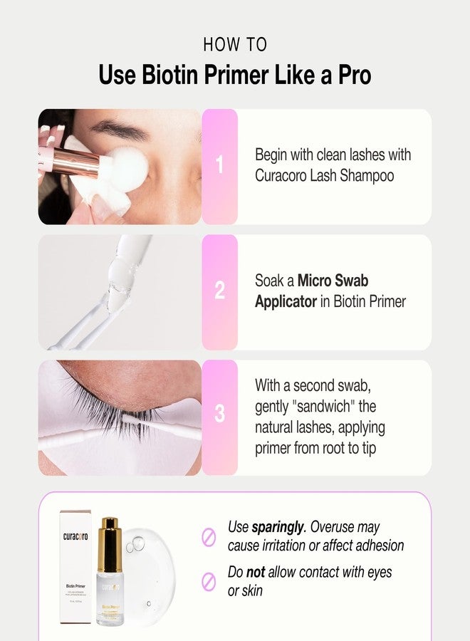 Curacoro Biotin Lash Primer for Lash Extensions, Removes Oils & Residue, Accelerates Glue Curing, Longer Retention (15ml) - Image 5